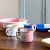 Tasse en acier émaillé artisanale PEGGY coloris rose — Maison Levantine