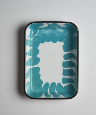 Plat rectangle en acier émaillé GINA - Turquoise