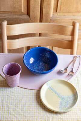 Set vaisselle enfant émaillée artisanale – Bol, gobelet & assiette LORI personnalisable