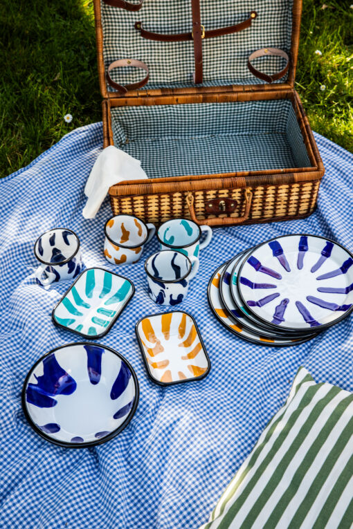 Set Pique-Nique Vaisselle 25 Pièces Pour 4 Personnes - Réutilisable, Incassable, Fabriqué En Italie